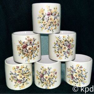 Set of Six Vintage Porcelain Naplin Rings in Original Box